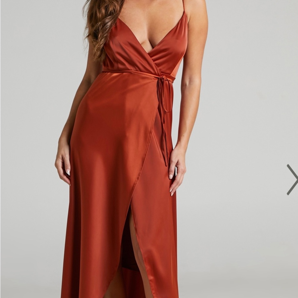 Showpo Mine Would Be You Dress in Copper Satin Size 8